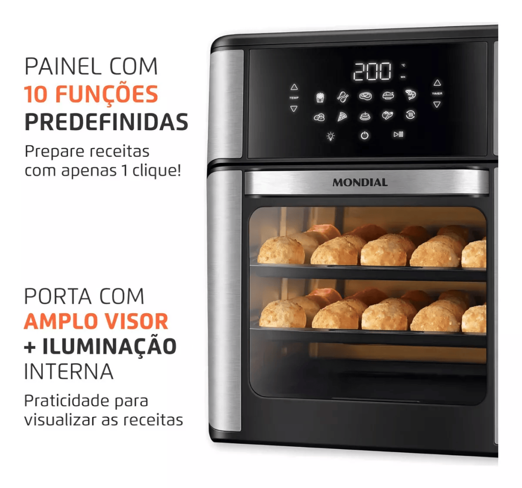 fritadeira air fryer forno 12l mondial