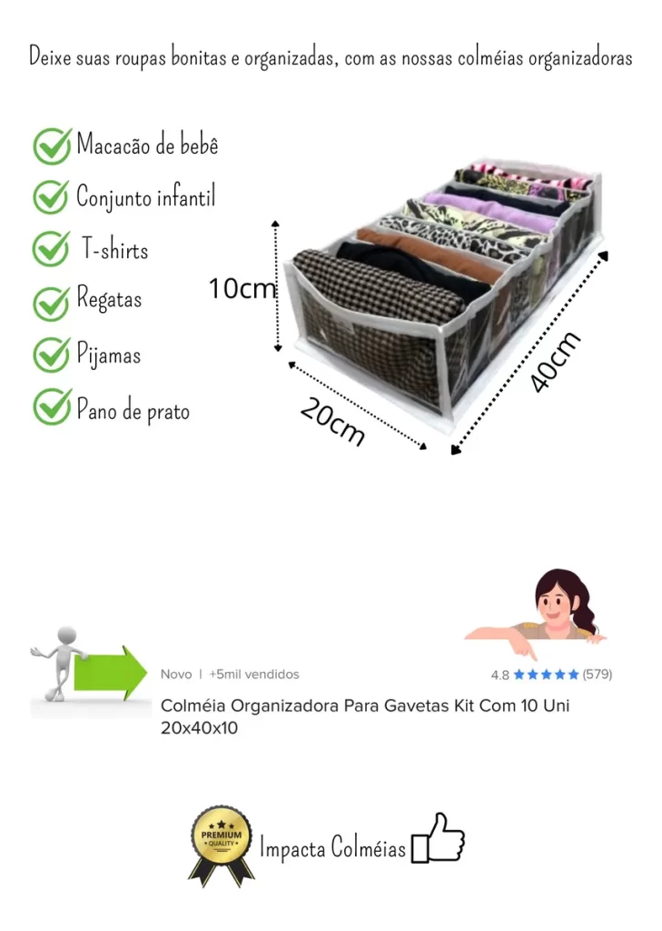 Kit 10 Colméias Organizadoras (20cm x 40cm x 10 cm)