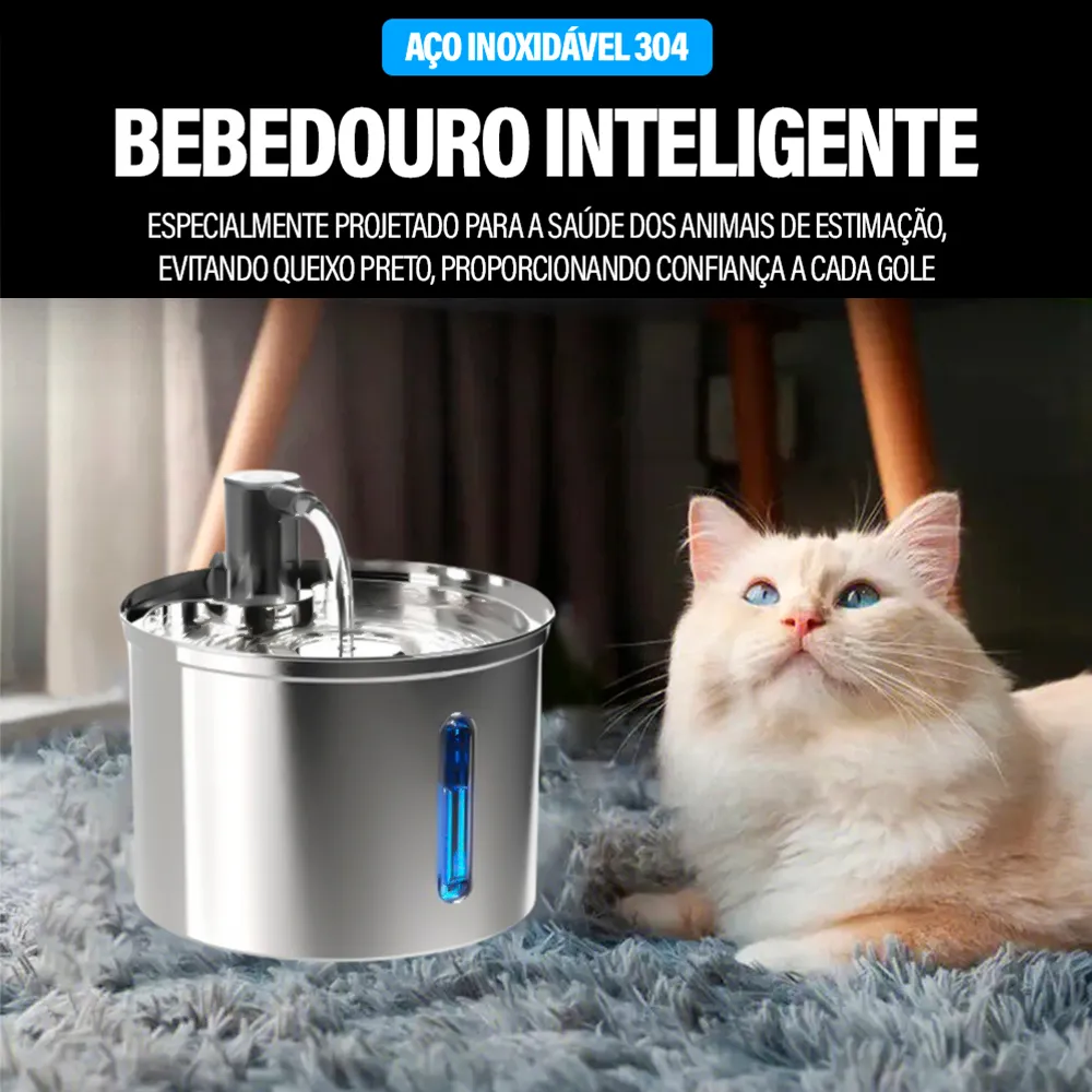 Fonte de água de aço inoxidável para cães e gatos 3 litros - Newpet