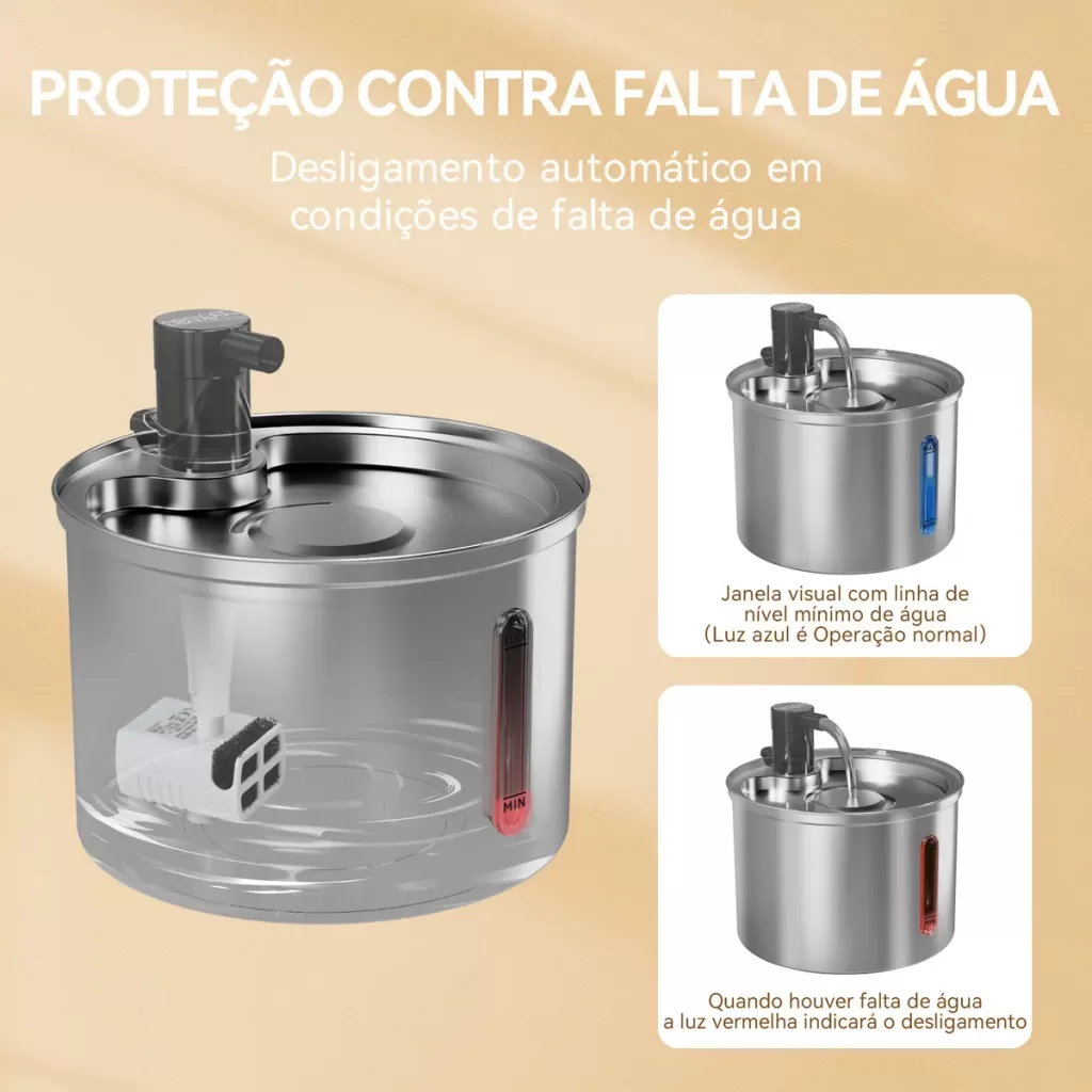 Fonte de água de aço inoxidável para cães e gatos 3 litros - Newpet